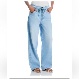 MOTHER THE SHOELACE FUN DIP NERDY HIGH RISE JEANS IN WHIPPED SIZE 32